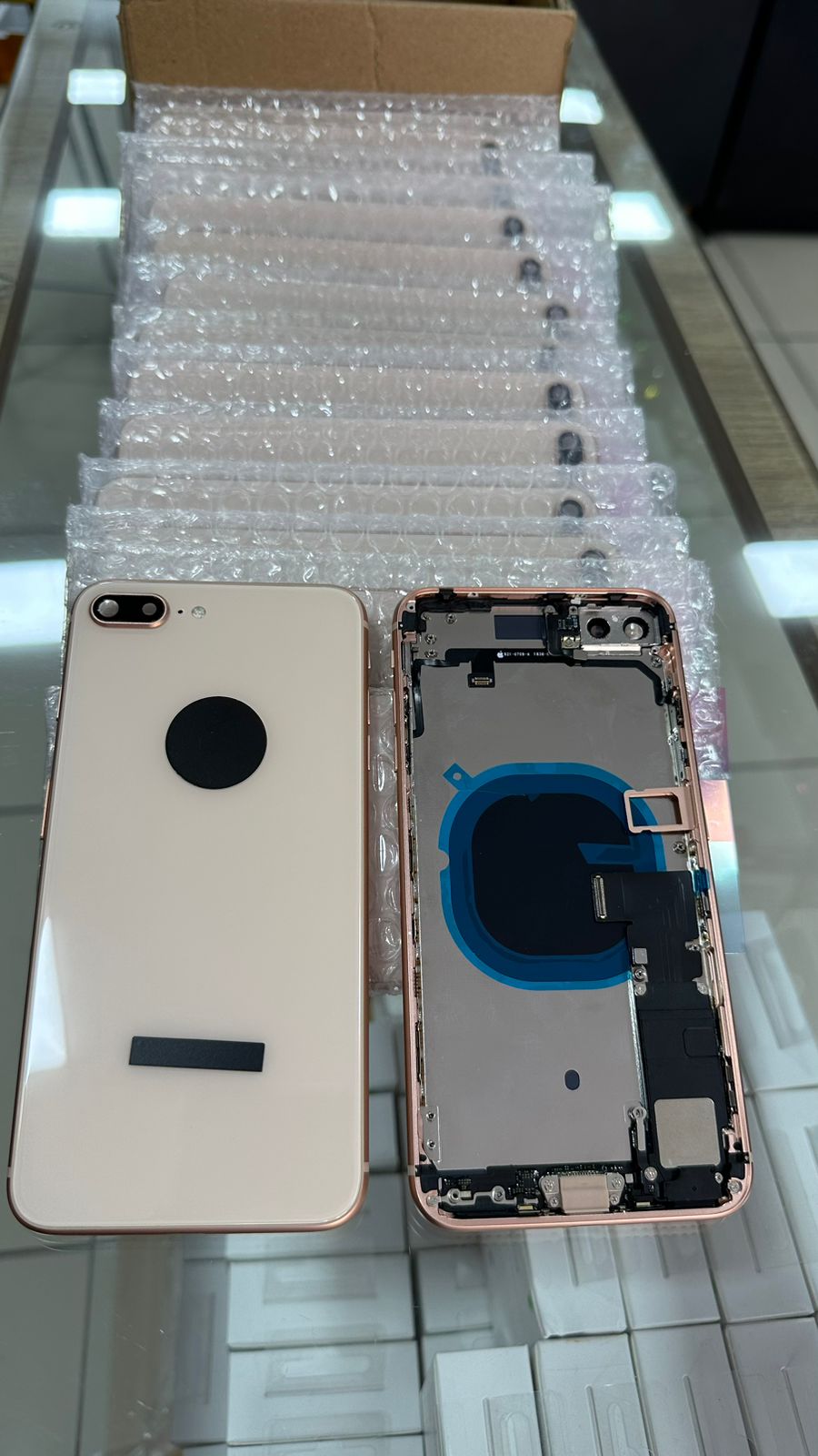 Carcaça branca e rosê para Iphone 8 plus